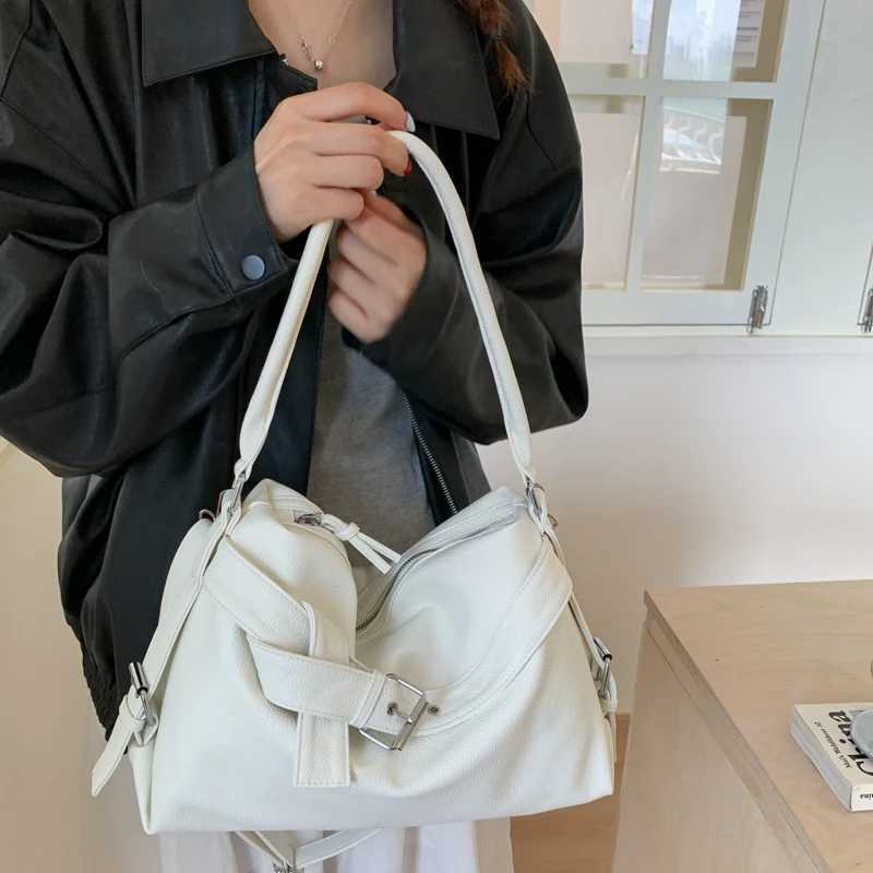 Medium-si Motorcycle Shoder Crossbody Bags For Wen 2025 New Lychee Pattern Soft Vegan Leather Big Capacity Shopper Totes Y251209