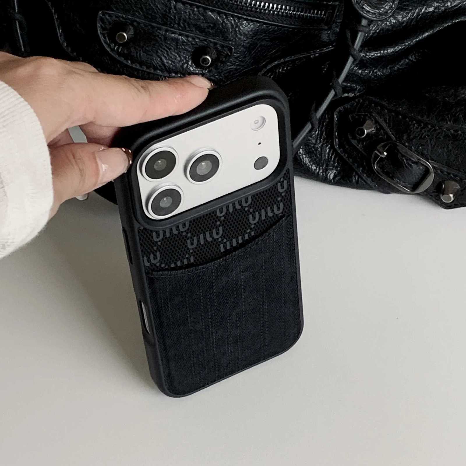 iPhone 17 pro Max Black Border Denim Phone Case - iPhone 16 pro Protective Cover with Coin Purse And Card Bag for 15/14 C251209