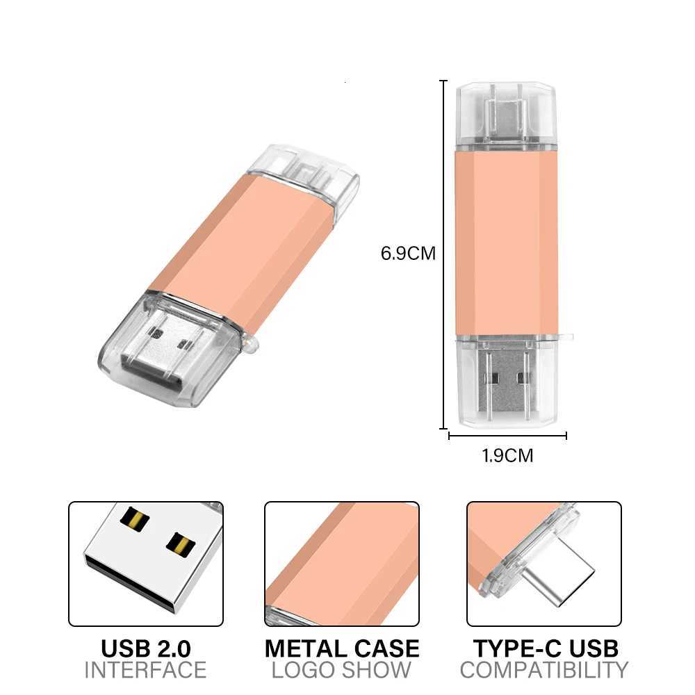 TYPE-C 2in1 USB 20 Flash Drives 128GB 64GB High Speed Pen Drive for Smart Phone Memory Stick 32GB 16GB Business Gift U Disk C251209