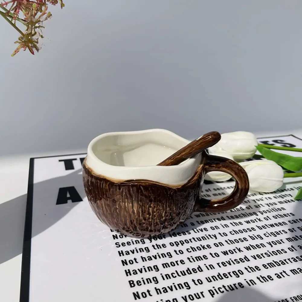 Coconut Shell Coffee Cup Creative Kiln Transformed Ceramic300ml Household Afternoon TeaBreakfast gBirthday Gift Drinkware H251209