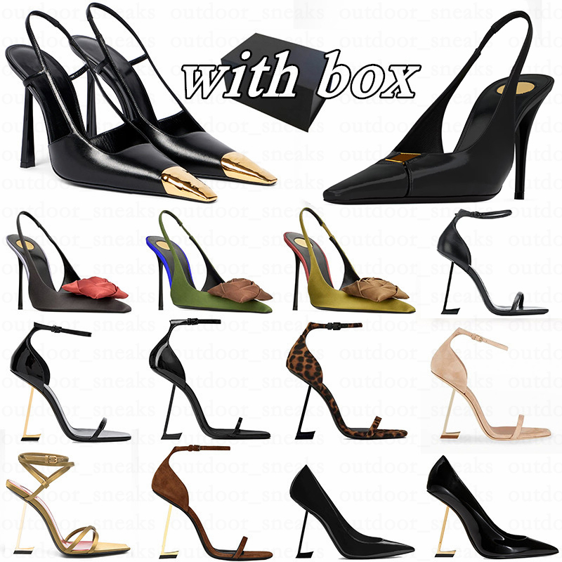 Women Mules Dress Shoes High Heels Womens Designer Genuine Leather Pumps Lady Sandals Classic Style Wedding Slingback yslshoez Black Golden Heel shoes