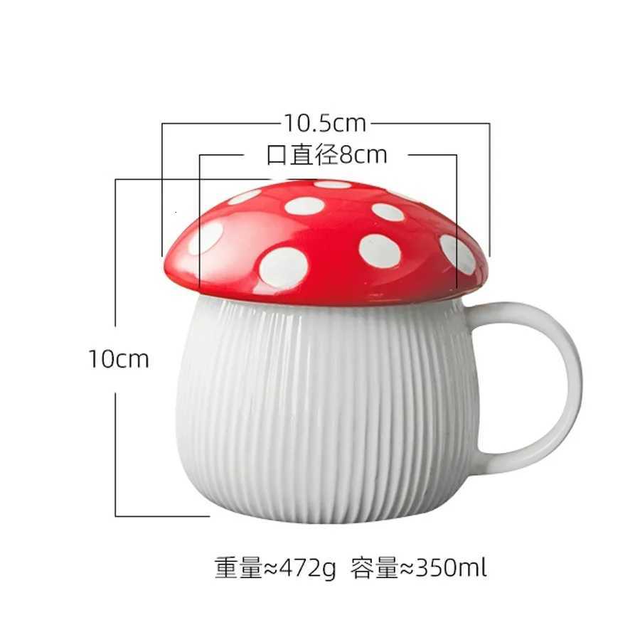 350ML Ceramic shro Coffee g with Lid Creative Red shro Breakfast g Exquisite Afternoon Tea Latte Cup Birthday Gift H251209