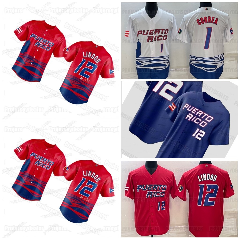 Team Puerto Rico 2026 World Baseball Classic Jerseys WBC Francisco Lindor Carlos Correa Nolan Arenado George Springer Custom