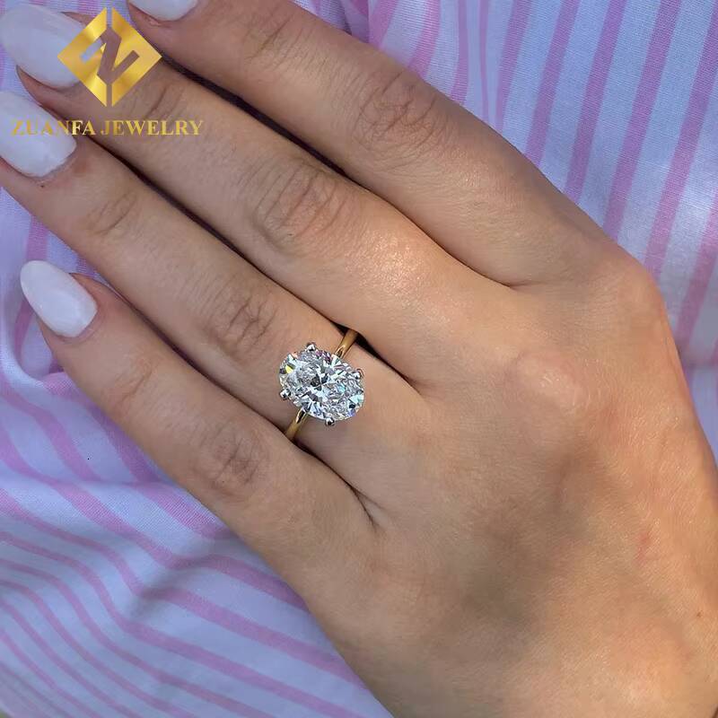 Oval Cut 10K Solid Gold Moissanite Lab Diamonds Solitaire Engagement/wedding Rings