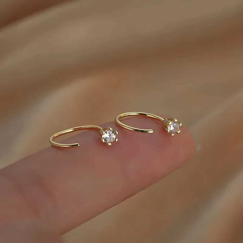 Korean Round Hoop for Women Temperament Inlaid Zircon Simple Copper Earrings Daily Small Ear Hook Jewelry K251209 H260129
