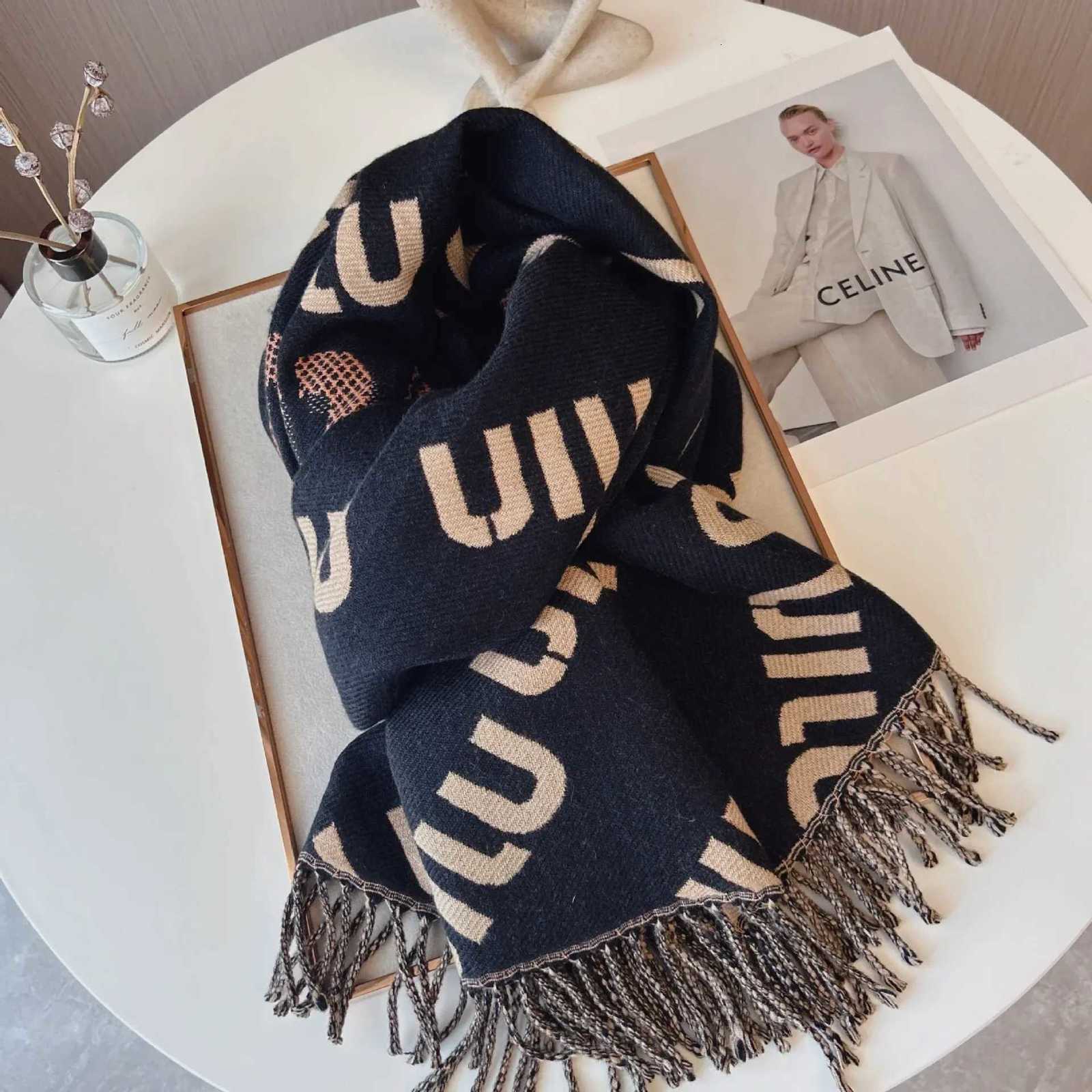 Luxury 2025 New Long Scarf Women Winter Warm Scarves Imitation Cashmere Letters Double-sided Thickened Air Conditioner Shawl Y251208