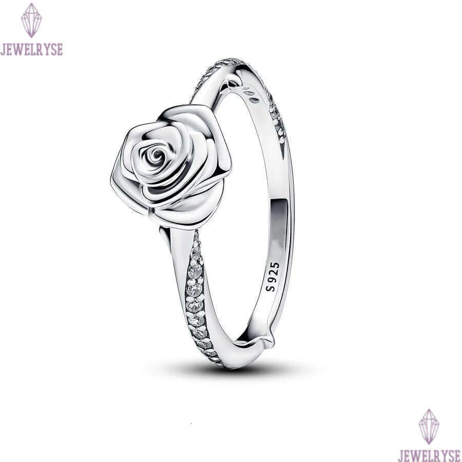 S925 silver rose flower heart love ring for women 18k gold retro vintage star luxury designer engagement with shine crystal diamond hollow rings jewel