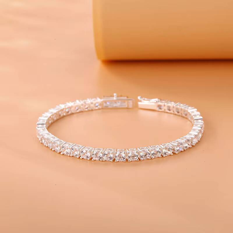 Hot Selling 3mm 4mm 5mm Vvs GRA Certified Moissanite Diamond 925 Sterling Silver Tennis Bracelet Unisex Jewelry