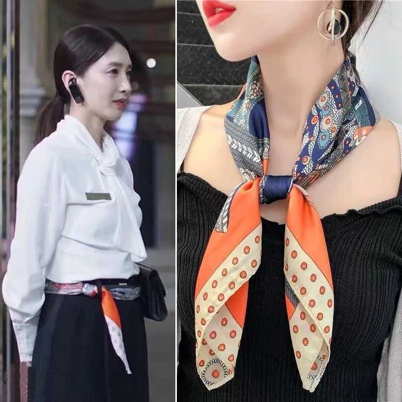Luxury Luxury Printing Silk Square Scarf Women Neck Hair Tie Band Beach Hijab Kerchief Head Headbands Bandana Female Foulard 70cm Y251208