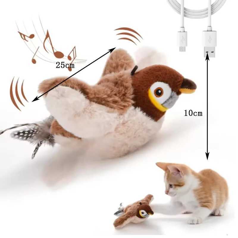 Cat Toy Interactive Flapping Bird with Catnip Rechargeable Simulation Bird Cat Toys Touch Activated Fluffy Plush Toys for Cats M251209