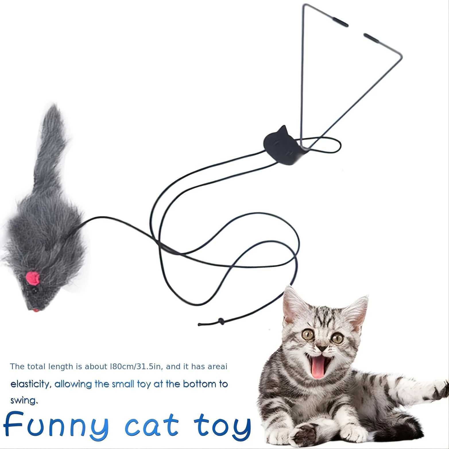 Interactive Door Hanging Cat Toy with Black Mouse Teaser - Entertain and Exercise Your Cat Toy for Indoor Cats Play Supplies M251209