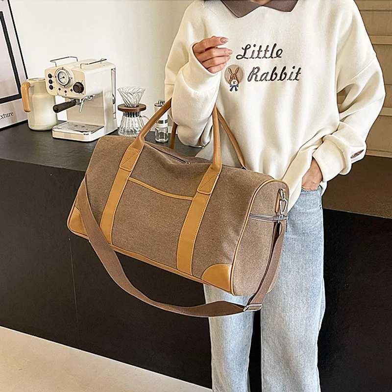 Casual Large Capacity Travel Lage Bag Wan Man Fi Mtifuncti Weekend Bag Canvas Portable Cosmetic Duffle Bag Gym Bag Y251209