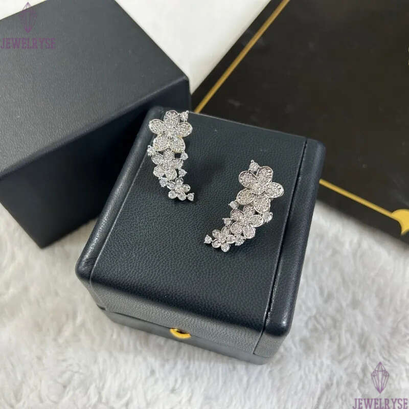 2025 spring summer new luxury lovely flower designer earrings stud for women silver white stone diamond zircon rose flowers earings earring ear rings 