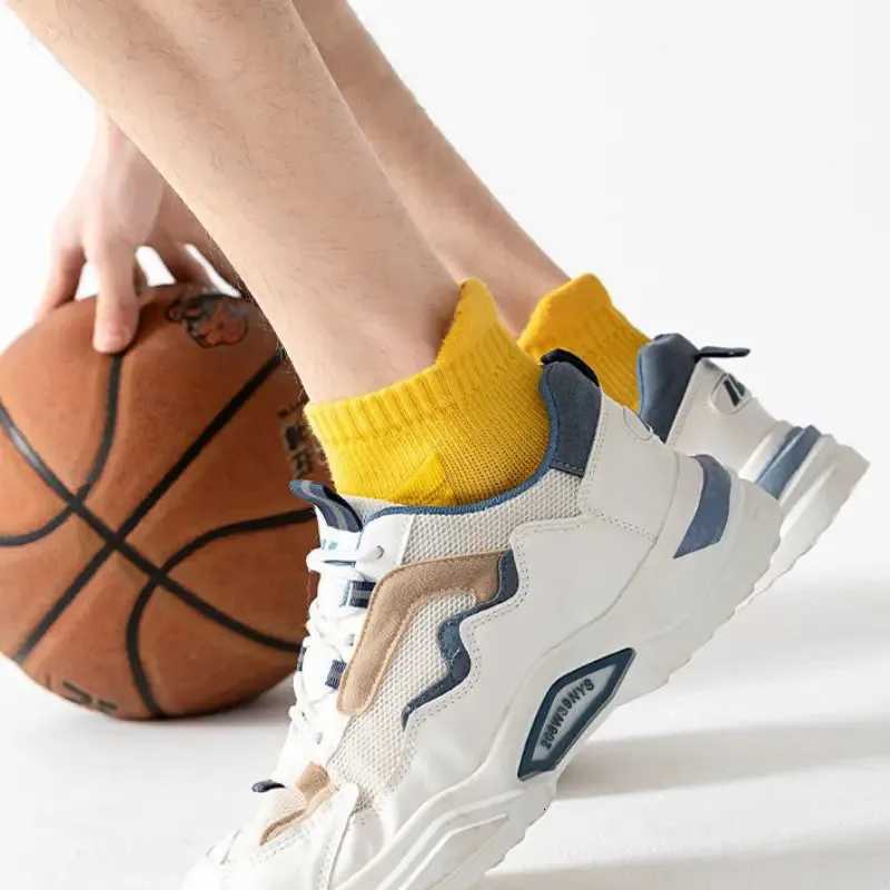 1/5 Pairs Men Outdoor Sports Ankle Socks Fashion Basketball Running Shock Absorbent Anti Slip Sweat Absorbing Breathable SocksT251209