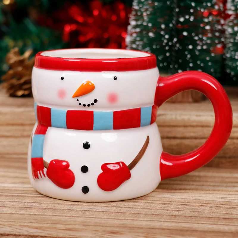 3D Santa Hand Painted Ceramic g With Handgrip Coffee Milk Tea Cup Christmas Holiday Cartoon Kitchenware Christmas Gift H251209