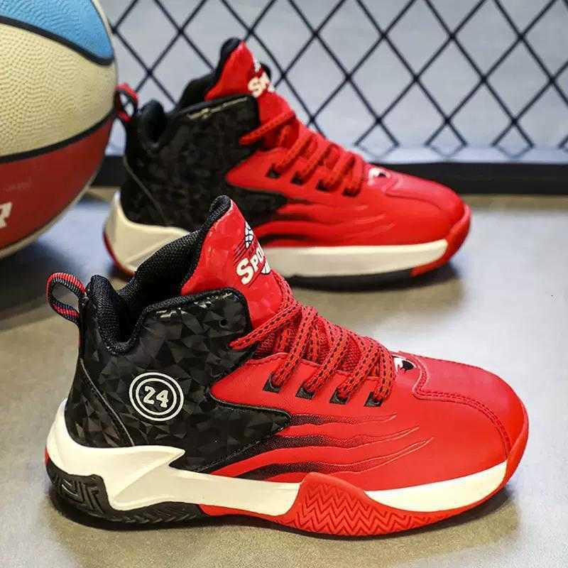 Rotating Button Children's Basketball Shoes - 2024 Autumn/Winter New Style - Boys' Shoes for Children, Boys' Sports Shoes, Middle-Large