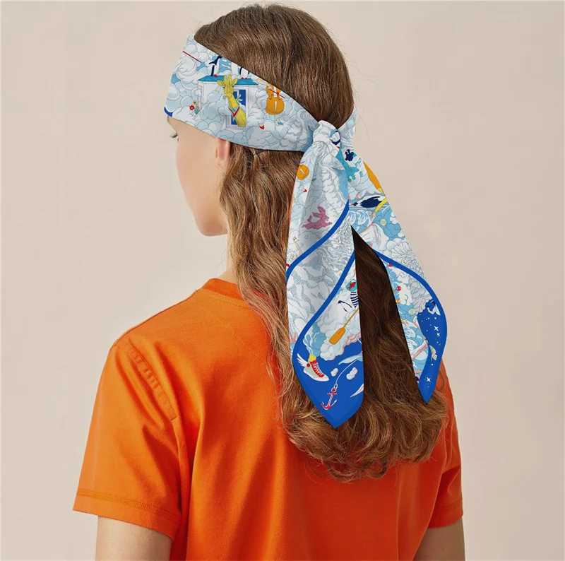 Luxury POBING Twill Silk Scarf Women Euro Horse Print Square Scarves Echarpes Foulards Femme Wraps Bandana Lxury Hijab Y251208
