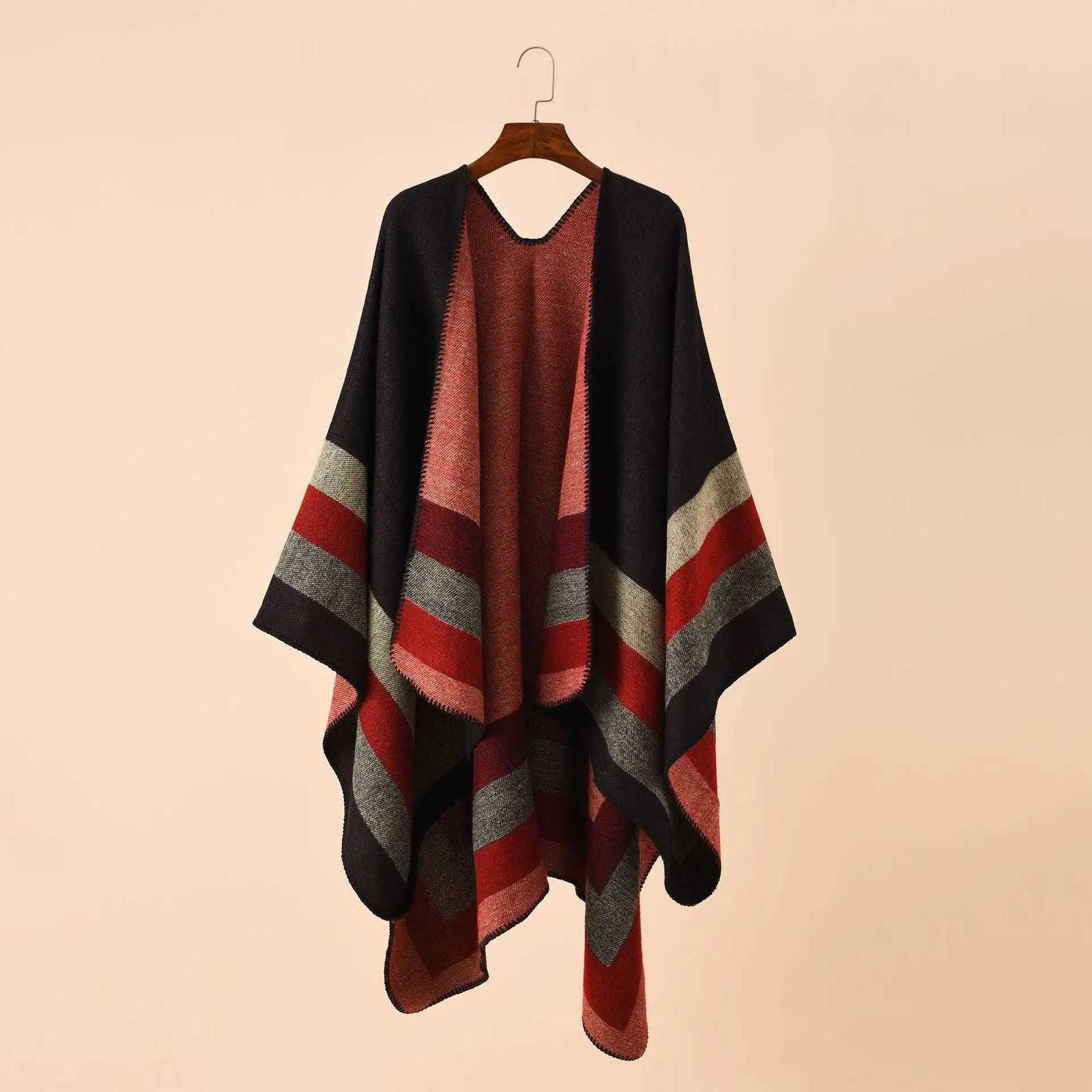 Luxury 2024 New Fashion Winter Warm Plaid Ponchos And Capes For Women Oversized Shawls and Wraps Cashmere Pashmina Female Bufanda Mujer Y251208