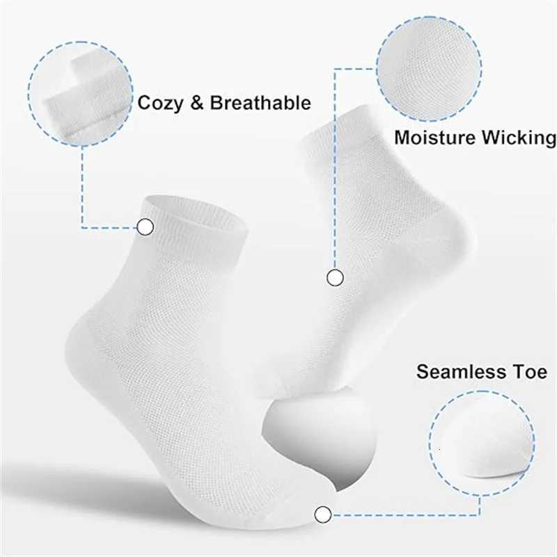 5 Pairs Solid Color High-Quality Men Soft Breathable Antibacterial Black White Gray Comfortable Sports Business Mens SocksT251209