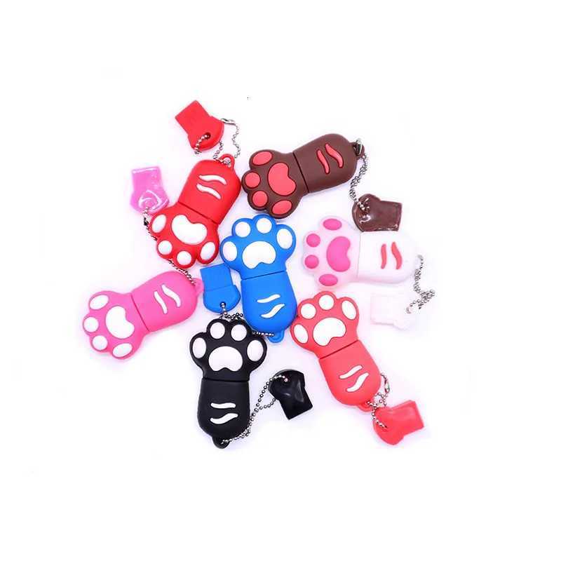 Cat Paw USB Flash Drive 64GB black Cartoon Memory Stick Key Chain Pen drive 128GB 32GB Gifts for Kids U Disk C251209