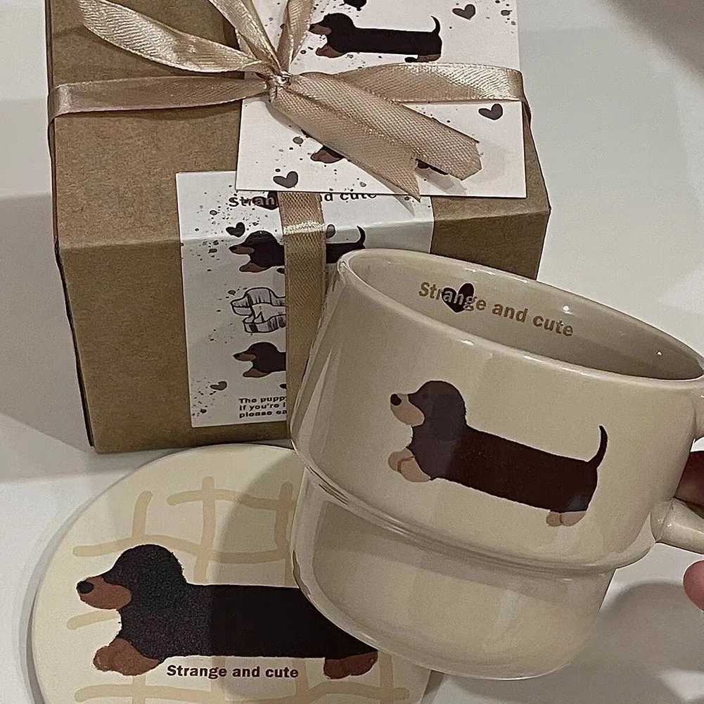 Dachshund Dog g Ceramic Cup Funny Cute Sausage Dog Milk Coffee g with Handle Present for Lovers Friends Christmas Gift H251209