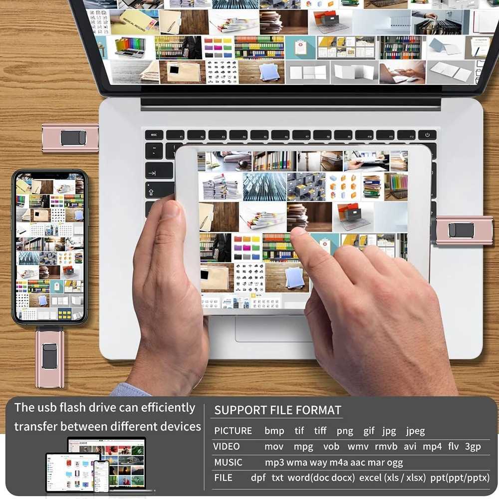 for iPhone USB Flash Drive 2TB 1TB USB 30 Pendrive 3in1 Mirco USB 30 512G 256GB 128/64/32gb Memory Stick USB Key MFi Pen drive C2512092