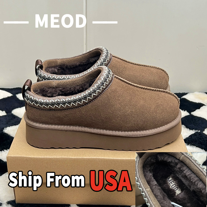 MEOD Slippers Designer Shoes Platform Slides Snow Boots Designer Womens Scuffs Ultra Mini Chestnut Wool Slides Fluffy Real Leather Women Slider With B