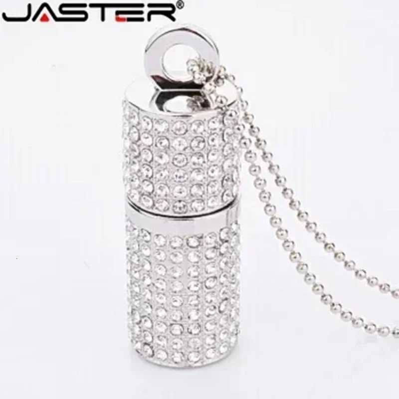 JASTER Crystal USB 20 Flash Drive 128GB Pen Drive 64GB e Memory Stick 32GB Crystal Necklace Birthday Gift C251209