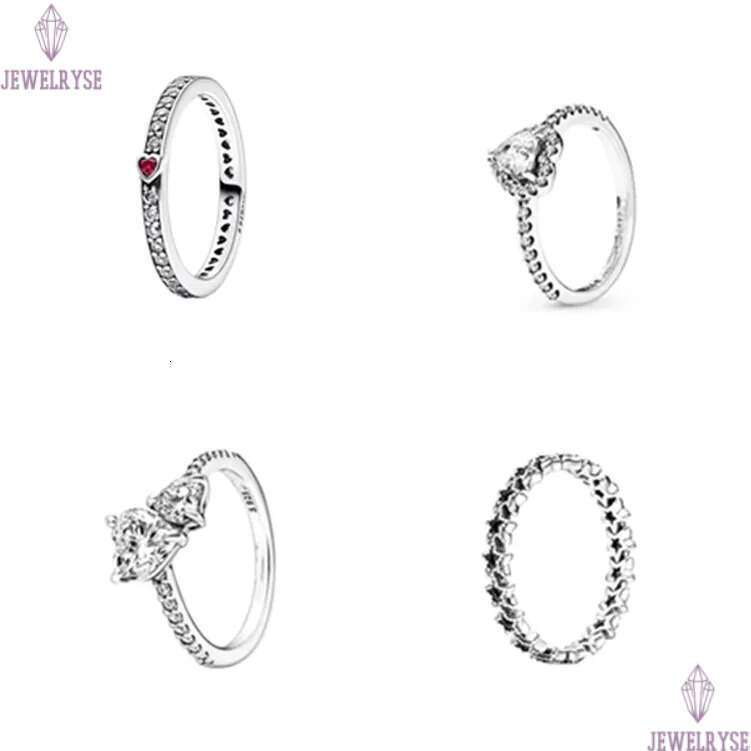 S925 silver luxury love double heart designer ring for women shine crystal cz zircon diamond retro vintage band engagement rings jewelry
