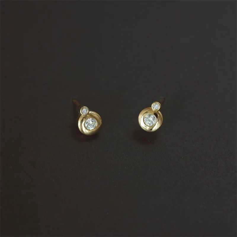 925 Sterling Silver Plating 18K Gold Geometric Zircon Beans Stud Earrings for Women Fashionable Temperament Small Jewelry K251209 H260129