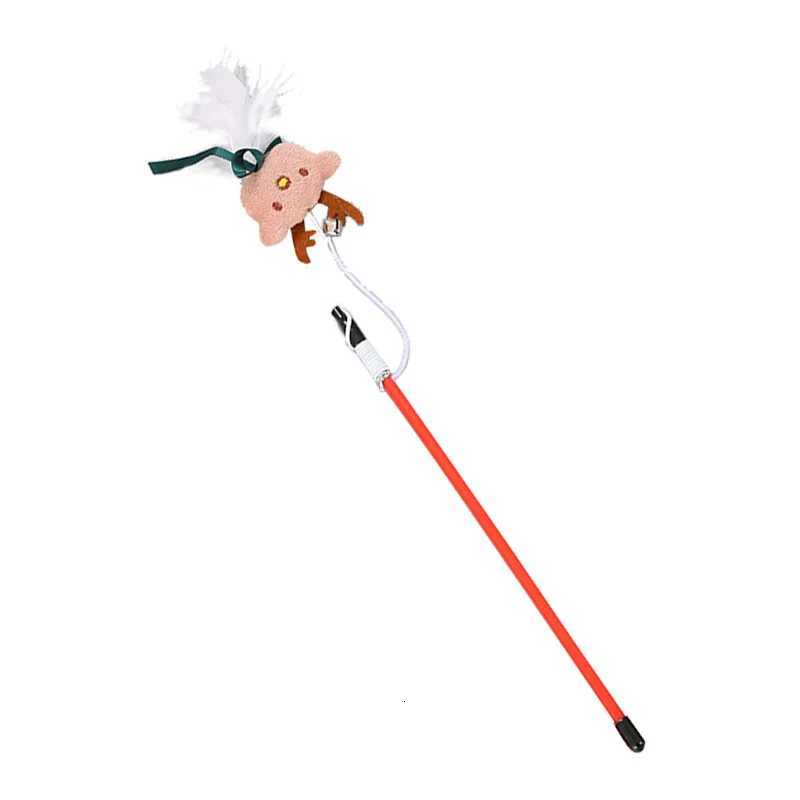 Cute Tease Cat Sticks Christmas Theme Pet Interactive Sticks Cartoon Santa Claus Xmas Tree Plush Doll Bell Cat Toys Pet Supplies M251209