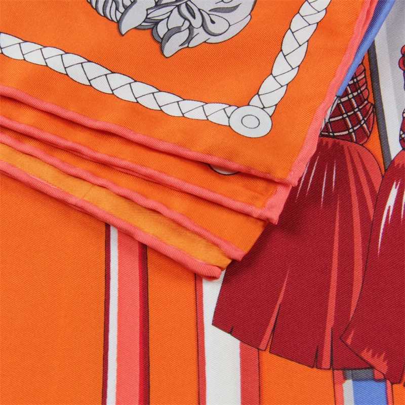 Luxury POBING Manual Hand Rolled Twill Silk Scarf Women Mace Print Square Scarves Echarpes Foulards Femme Wrap Bandana Small Hijab 90CM Y251208