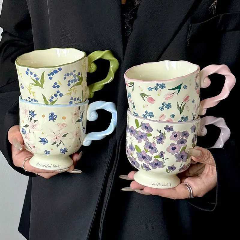 Floral Premium Ceramic Vintage g Ceramic He Coffee g High Appearance Ll Cup Birthday Gift gs Coffee Cups H251209