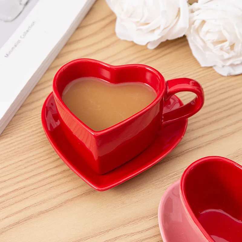 Set High-End Love Coffee Cup Vntines Day Gift Controlled Quantity Fat Reduction Cup Red Ceramic Cup H251209