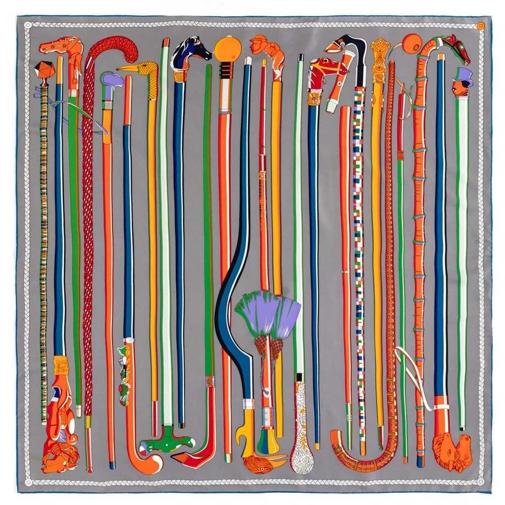 Luxury POBING Manual Hand Rolled Twill Silk Scarf Women Mace Print Square Scarves Echarpes Foulards Femme Wrap Bandana Small Hijab 90CM Y251208