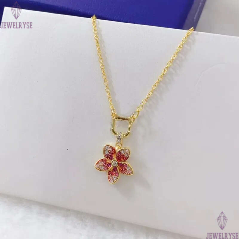 Luxury lovely red flower floral designer earrings for women romantic shine crystal cz zircon elegant charms earring earings ear rings necklace jewelry