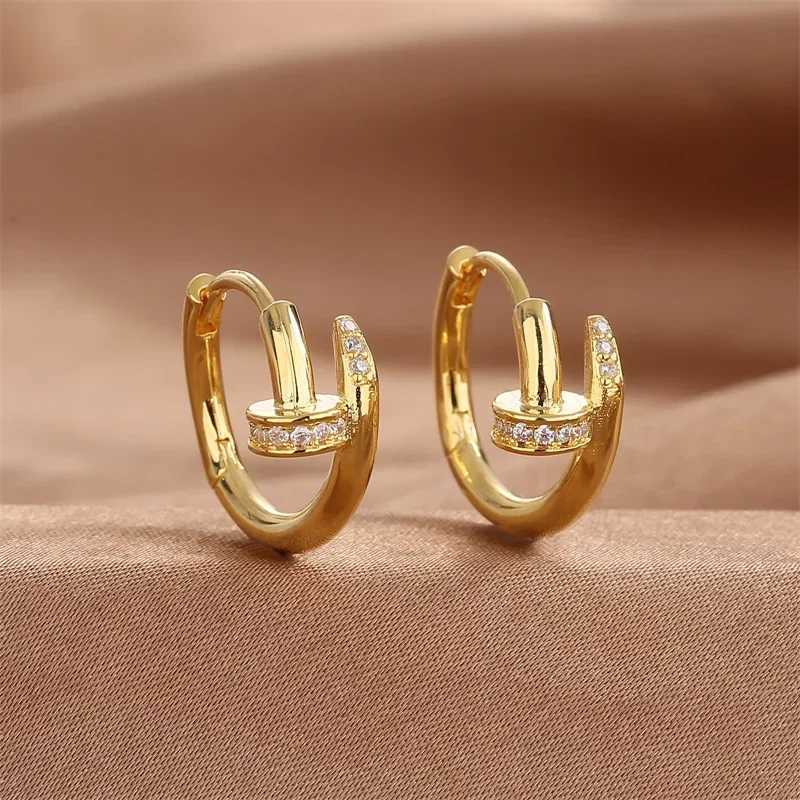 Luxury Cubic Zircon Sparkling Hoop for Women Girls Trend Gold Silver Color Y2K Ear Piercing Earrings Jewelry Gifts K251209 H260129