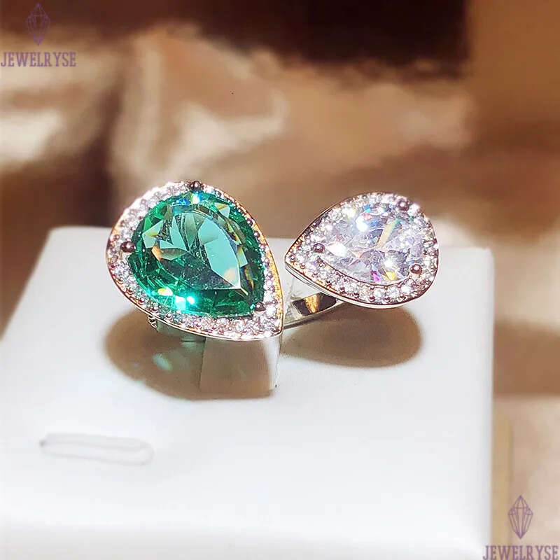 Wedding Drop Rings for Women Birthday Day Gift Luxury Love Heart Green White Diamond Chinese Finger Ring Mosonite Stone Jewelry Wholesale anillos