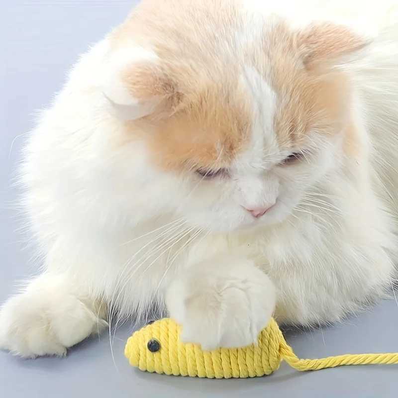 Cat Toys Mouse Shape Cat Chew Toy Interactive Kitten Toy Cotton Rope Hanging Design Cat Supplies gatos M251209