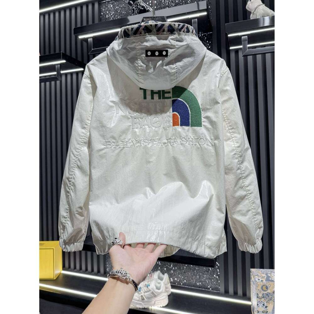 Light Luxury European Goods 2025 New Spring And Autumn Glossy Embroidered Hooded Jacket Brand Handsome Trendy Versatile Men's Coat