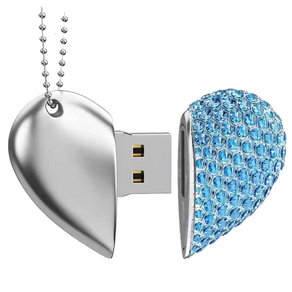 Love Necklace USB 30 Flash Drive 64GB Gifts Pen Drive 32GB Golden Memory Stick Green Silver e U Disk 16G C251209