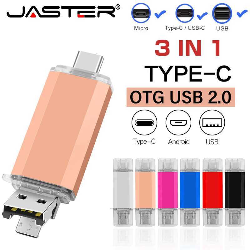 3 IN 1 High Speed OTG USB Flash Drive TYPE C Pen Drive 64GB 32GB 16GB 8GB Pendrive USB 20 Memory Stick For IPhone 15 USB Stick C251209