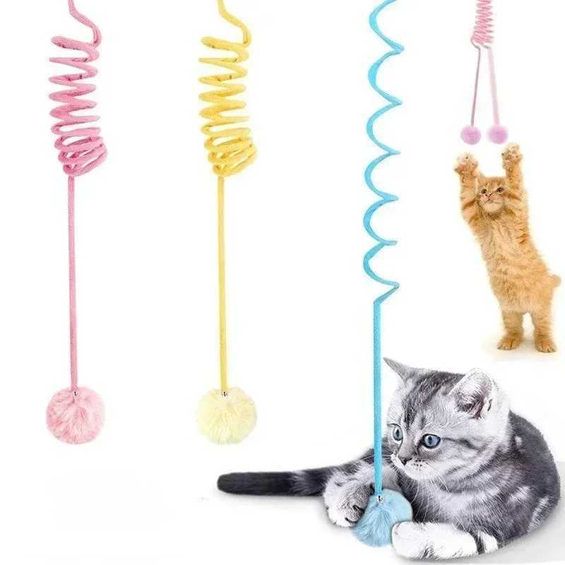 Pet Toy Interactive Cat Toys Funny Cat Stick Spring Rope Ball Plush Toy Interactive Play Training Toys Cats Supplies M251209