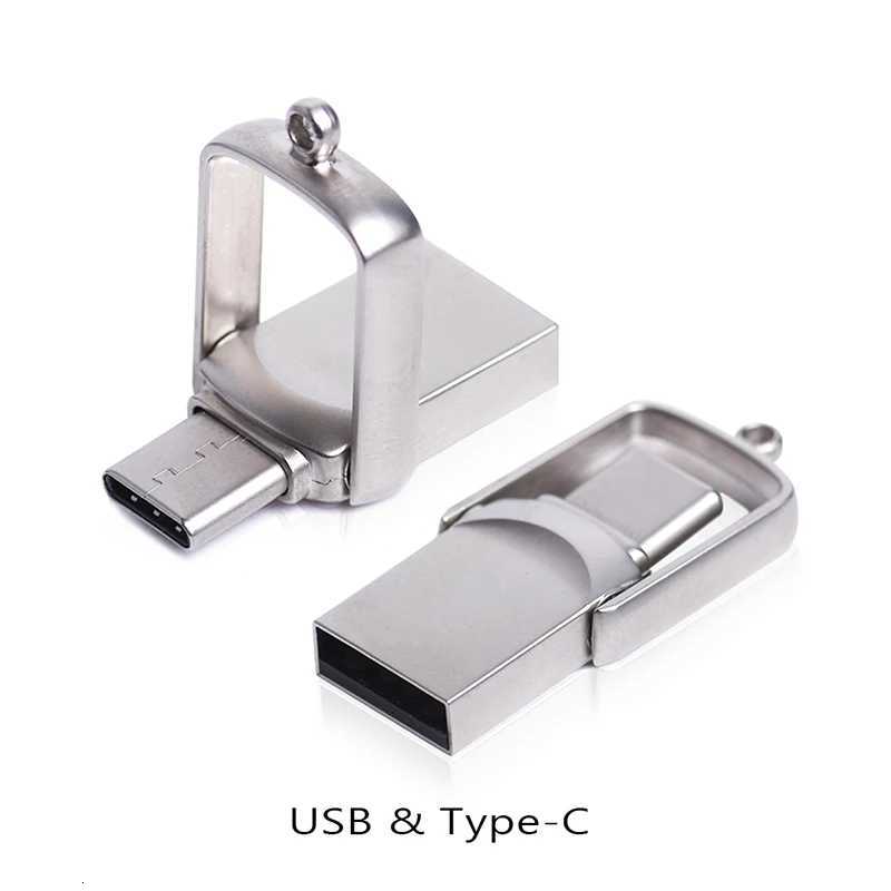 MINI TYPE C 2in1 USB flash drive 128GB 64GB 32GB metal High speed Pen drive smart phone Car TV USB stick 4GB 8GB gift C251209