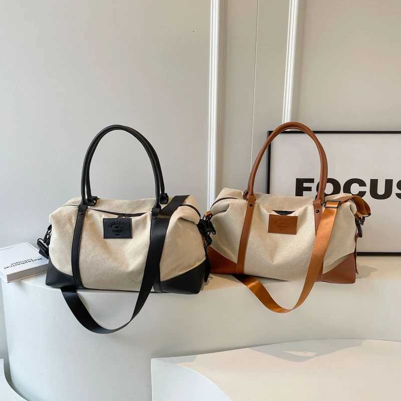 Color Mahing Casual Canvas PU Travel Bags Large Capacity High Quality Sense of Luxury Shoder Bags for Wen 2024 New Style Y251209