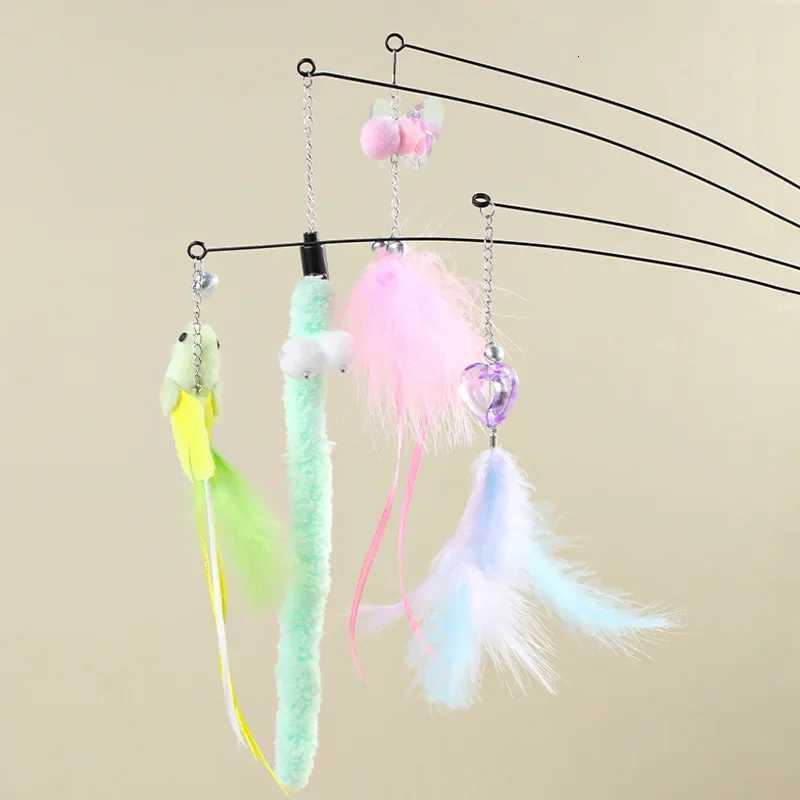 Cat Teasing Stick Telescopic Pole Interactive Simulation Bird Feather Cat Teasing Stick Bell Sound Cat Toy M251209