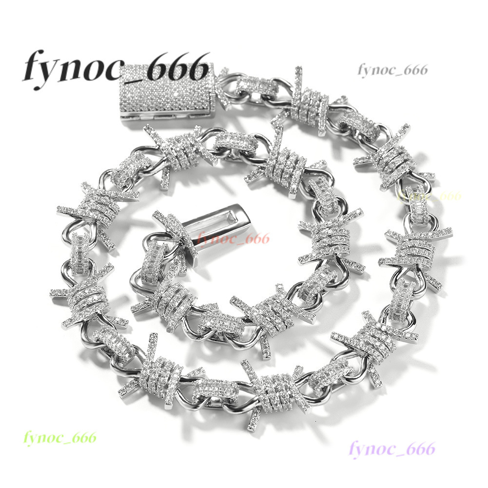 19mm Hip Hop Punk Mens Thorns Cuban Link Chain Necklace Bracelets Moissanite Men Jewelry