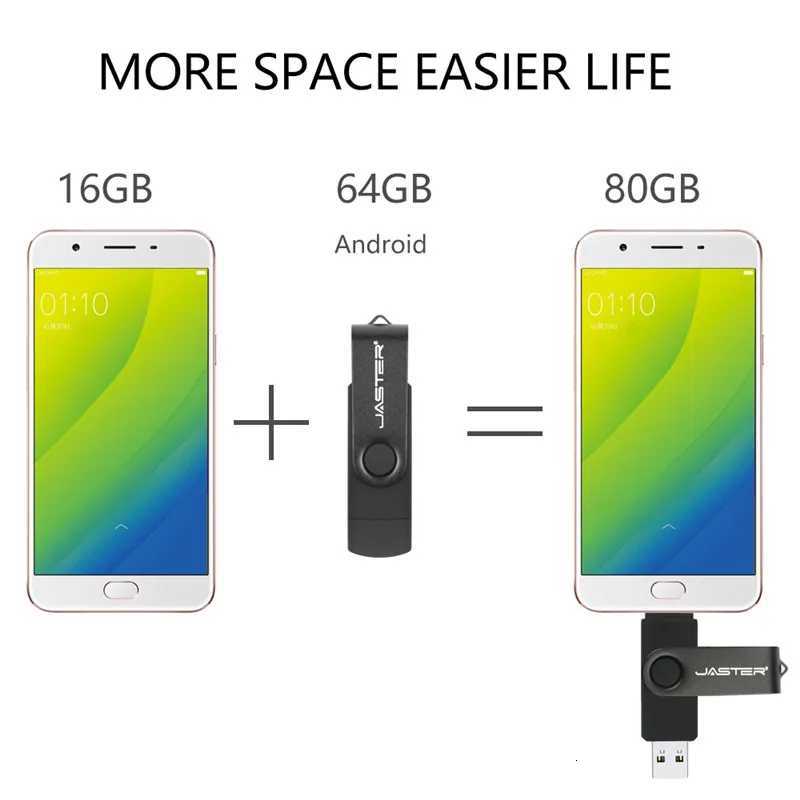 New USB 30 OTG 64GB Black 2 in 1 Flash Drive 32GB Waterproof 16GB Plastic pendrive 8GB U disk 4GB Memory Stick Business gift C251209