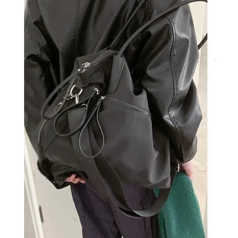 Casual Canvas Nyl Tote Bag Wens Large Capaci Shoder Crossbody Bag Vintage Sle Pure Color Soft Handle Shopping Bag Y251209