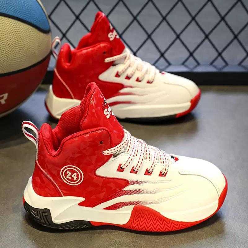 Rotating Button Children's Basketball Shoes - 2024 Autumn/Winter New Style - Boys' Shoes for Children, Boys' Sports Shoes, Middle-Large